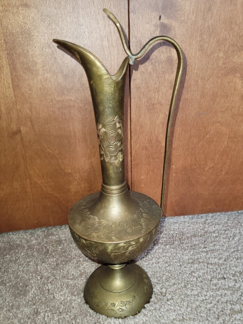 Vintage Made in India decorative metal pitcher
